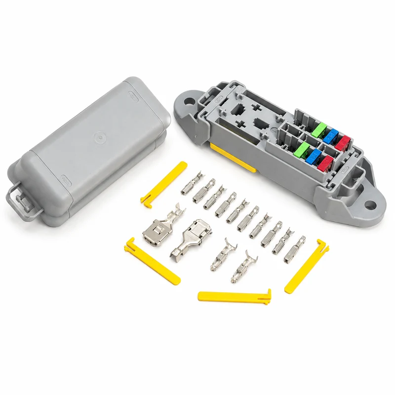 Caja de fusibles mini y relés maxi de 10 vías MTA con terminales