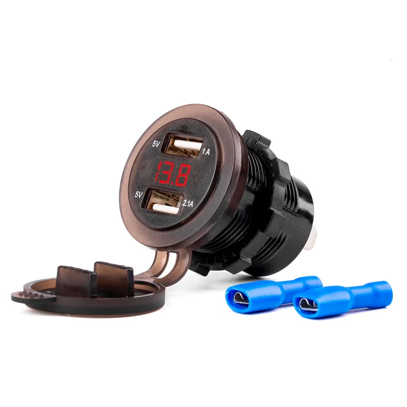 Cargador Doble USB con Voltímetro Digital 12/24V