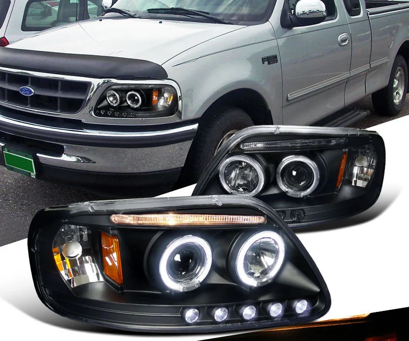 Faros ojo de ángel fondo negro Ford F150 1997-2003