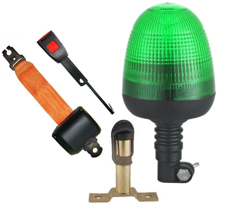 Kit de cinturón de seguridad con baliza verde y montaje en poste DIN.