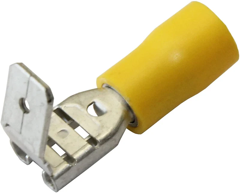 Terminales de pala amarillos Piggy Back de 6.3 mm/paquete de 100