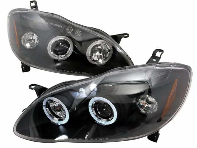 Faros Fondo Negro Ojo De Angel Y Led Toyota Corolla 03 - 08