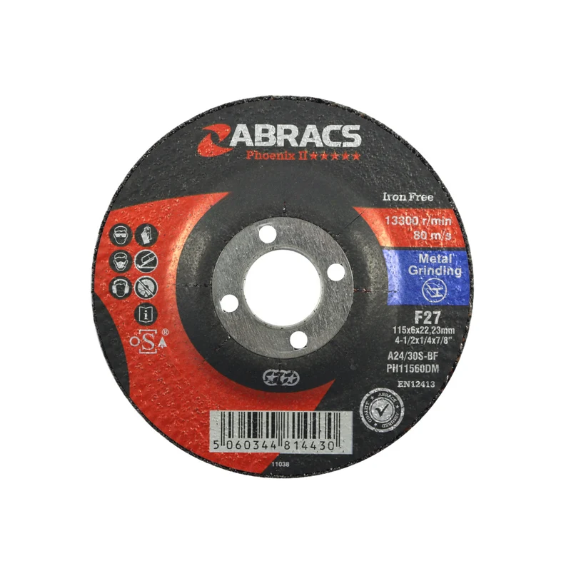 Discos abrasivos 115 mm x 6 mm x 22 mm, paquete de 5