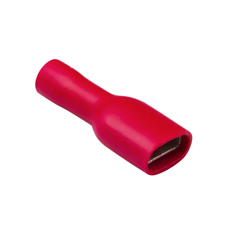 Terminal de pala hembra de 6.3 mm totalmente aislado rojo/paquete de 100