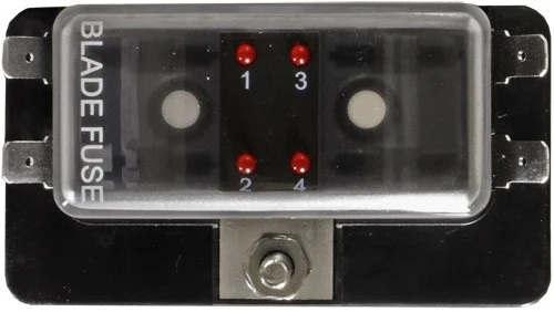 Caja de fusibles de cuchilla estándar con LED Barra colectora común / Conexión de cuchilla de 6.3 mm