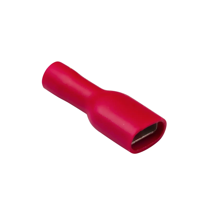Terminales de pala hembra totalmente aislados rojos de 4.8 mm/paquete de 100
