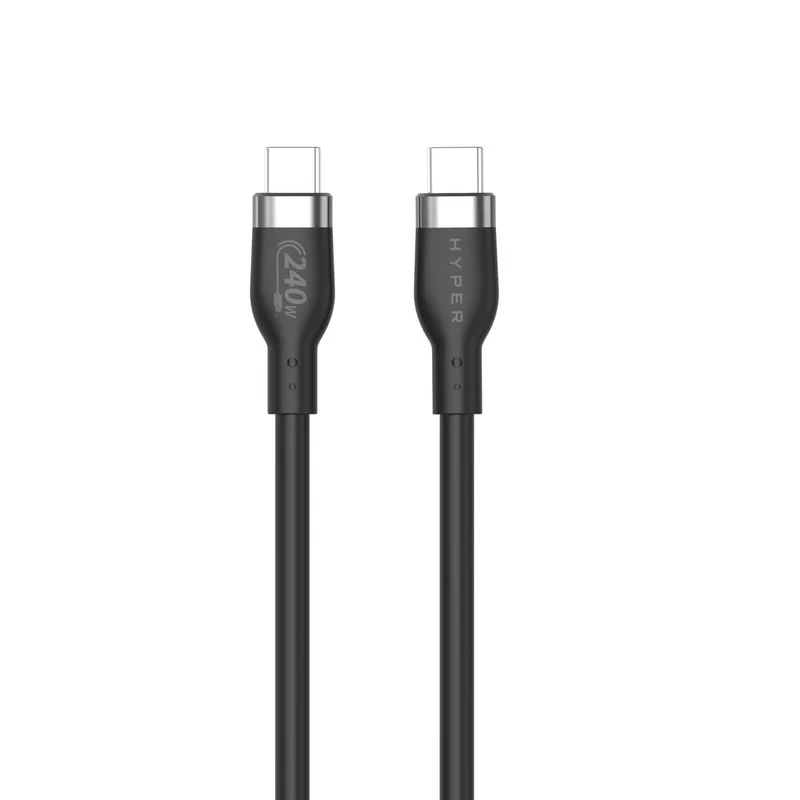 Cable USB-C a USB-C de silicona de 240 W HyperJuice (3ft/1m) - Negro