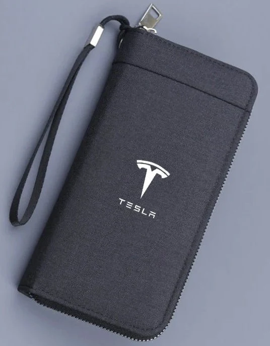 Cartera de lujo multifunción para hombre o mujer con tarjetero y logotipo de Tesla - Serie Regalo
