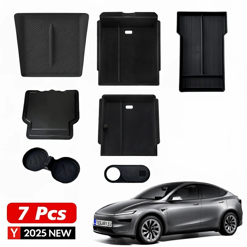 Tesla Model Kit de almacenamiento Juniper 7 en 1 que incluye cubierta de privacidad para la cámara, cubierta para cargador sin desgaste y bandejas para la consola central.