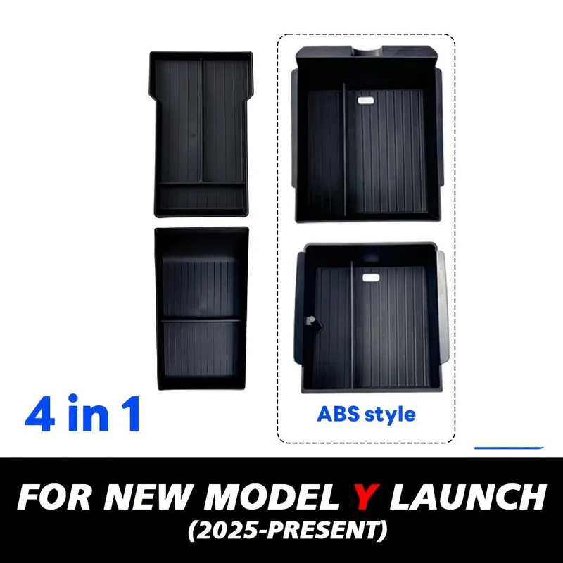 Juego de organizador de almacenamiento 4 en 1 para la consola central y delantera del Tesla Model Y+ Enebro