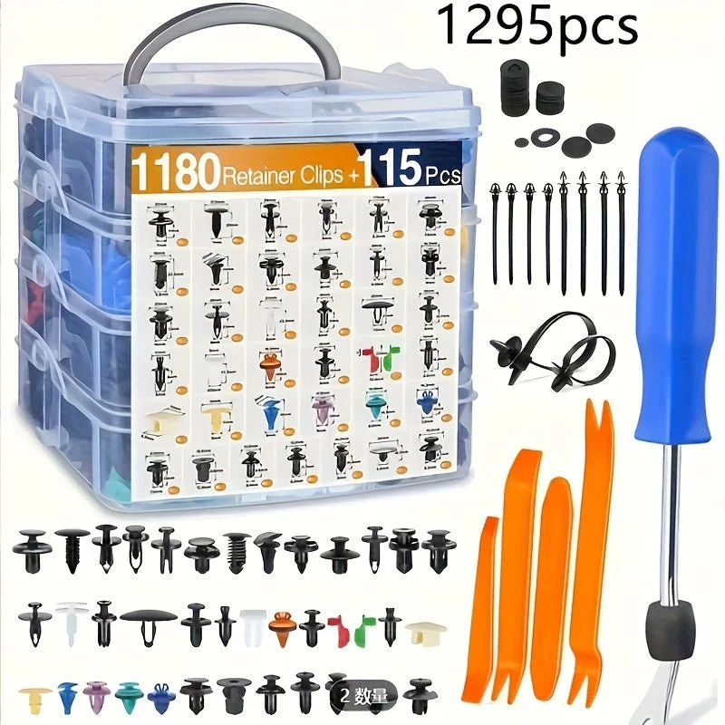 Kit de herramientas profesionales para automóviles de 1295 piezas con sujetadores, clips y molduras, todo en un solo paquete: ideal para su Tesla.