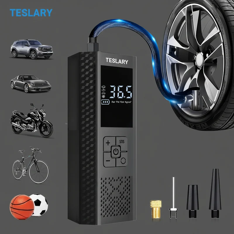 Compresor de aire portátil para inflar neumáticos: bomba de iones de litio de 150 PSI, 3 veces más rápida y con manómetro, ideal para tu Tesla.