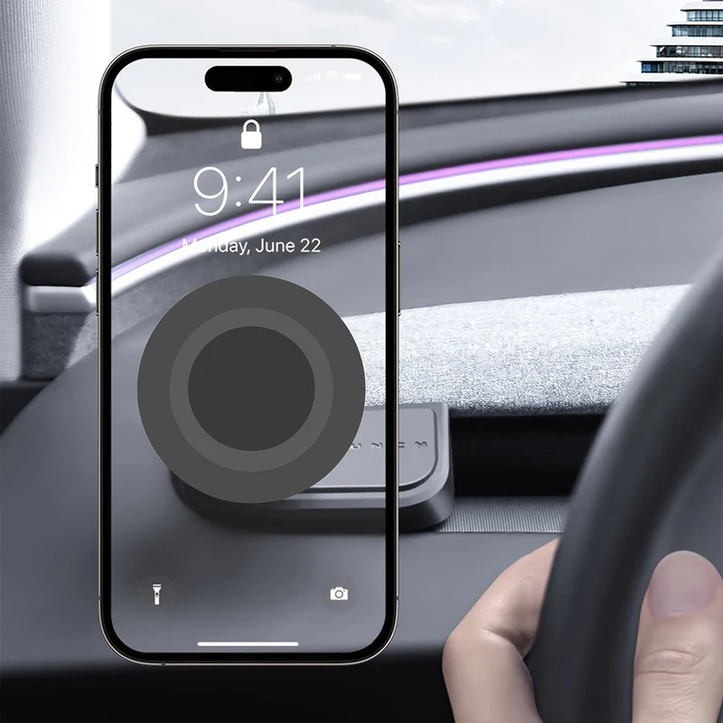 Soporte magnético para teléfono de coche (solo para vehículos con volante a la izquierda) para Tesla Model 3 Tierras altas y Model Y Juniper con el logotipo de Launch Edition