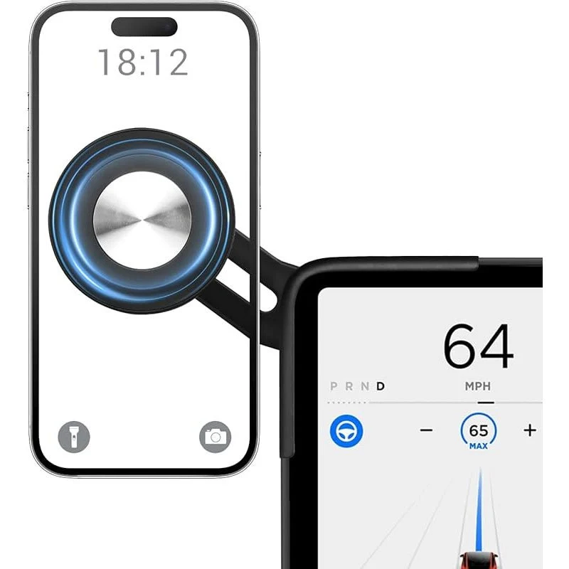 Soporte magnético para teléfono, soporte ajustable de 360° para Tesla Model Y Enebro / Model Y, Tesla Model 3 Tierras altas / Model 3 accesorios interiores compatibles con teléfonos Android y Apple con anillo magnético incluido