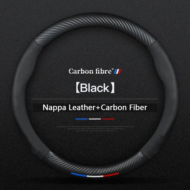 Funda de volante de cuero de fibra de carbono antideslizante para Tesla Model 3 YSX