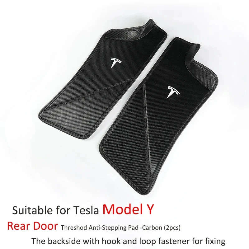 Tesla Model 3 / Y Protectores de umbral de puerta trasera de cuero con logotipo