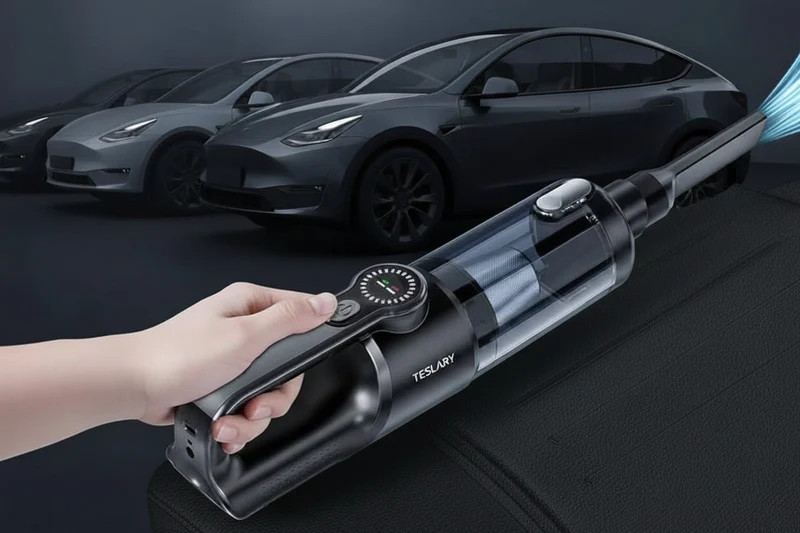 Aspiradora inalámbrica de mano premium equipada con un motor sin escobillas, con una potente succión de 18000 Pa, luces LED, un puerto tipo C y un filtro lavable, adecuada para su Tesla Model 3 YSX