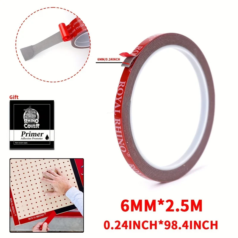 Cinta adhesiva de doble cara para automoción, resistente, acrílica, apta para interiores y exteriores.