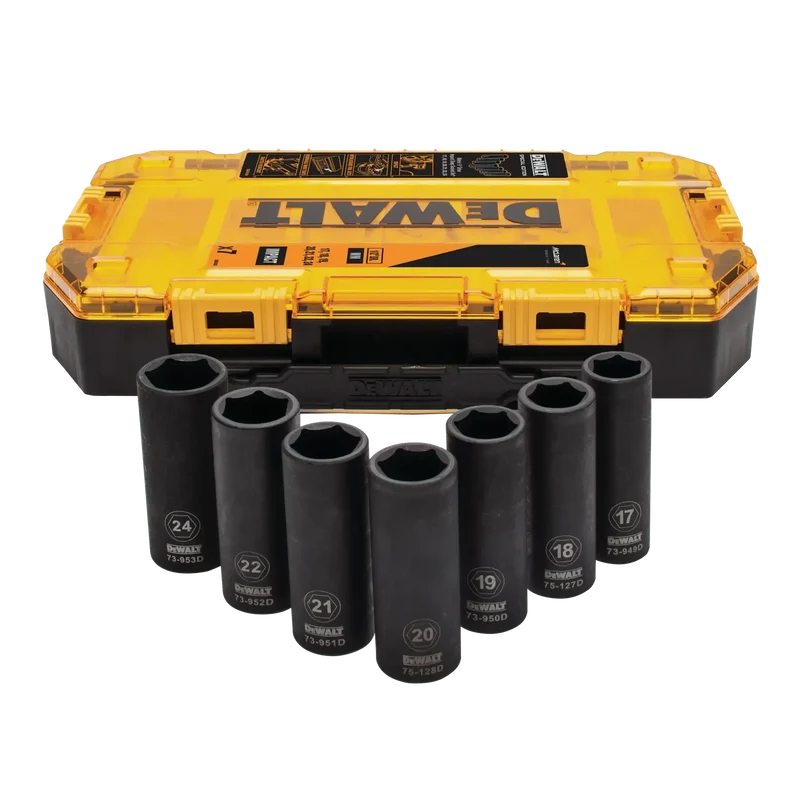 Set de Vasos de Impacto Largos 1/2" 7 mdidas DeWalt DT70905-QZ