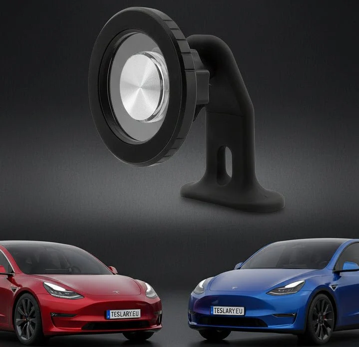 Soporte magnético para teléfono de aleación de aluminio negro mate, compatible con Tesla. Models 3 / Y / Highland & Juniper