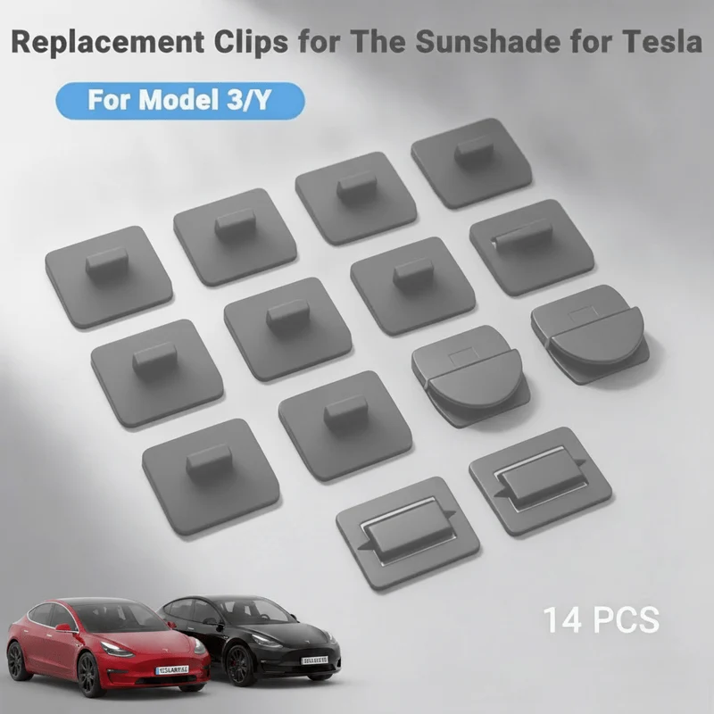 Juego de clips para parasol para Tesla Model 3 / Y - Juego de clips de repuesto
