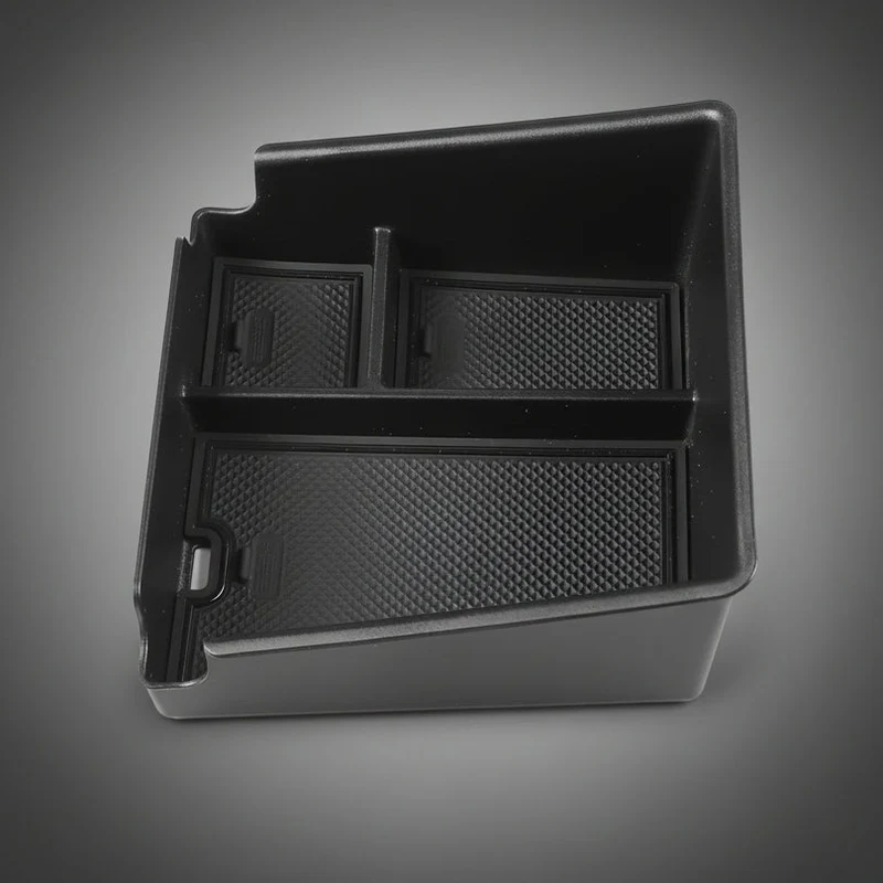 Bandeja organizadora de almacenamiento para el reposabrazos de la consola central BYD Seal EV, fabricada en ABS con alfombrillas antideslizantes.