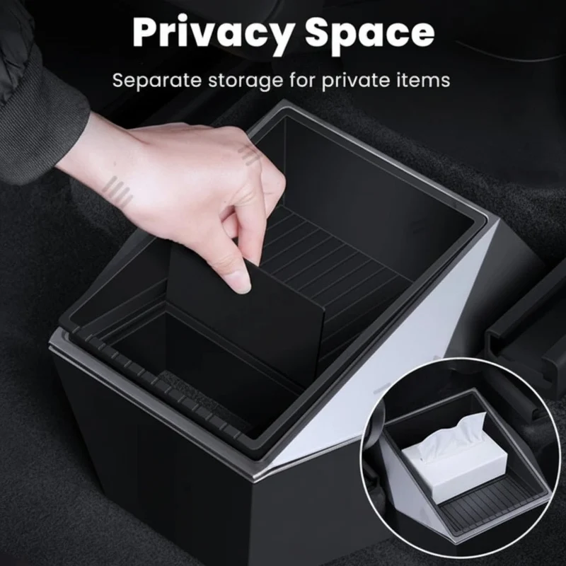 Caja de almacenamiento estilo Cybertruck para la fila trasera de Tesla Model Año 2022-2024