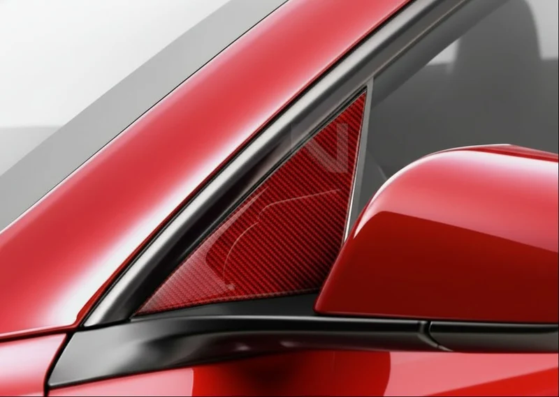Cubierta embellecedora del panel del espejo lateral exterior de fibra de carbono para Tesla Model 3 Highland en negro o rojo