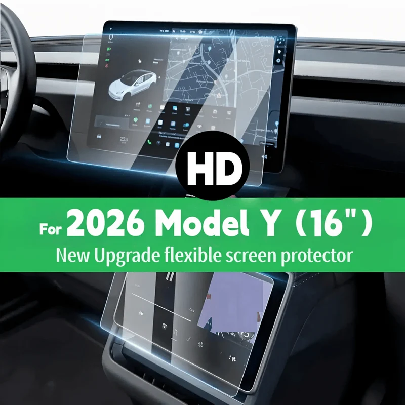 Protectores de pantalla premium para 2026 Model Y Juniper | Pantalla táctil central de 40.64 cm (16'') y pantalla trasera de 20.32 cm (8''), resistente a los arañazos, material mejorado 9H, fácil instalación (juego de 2)