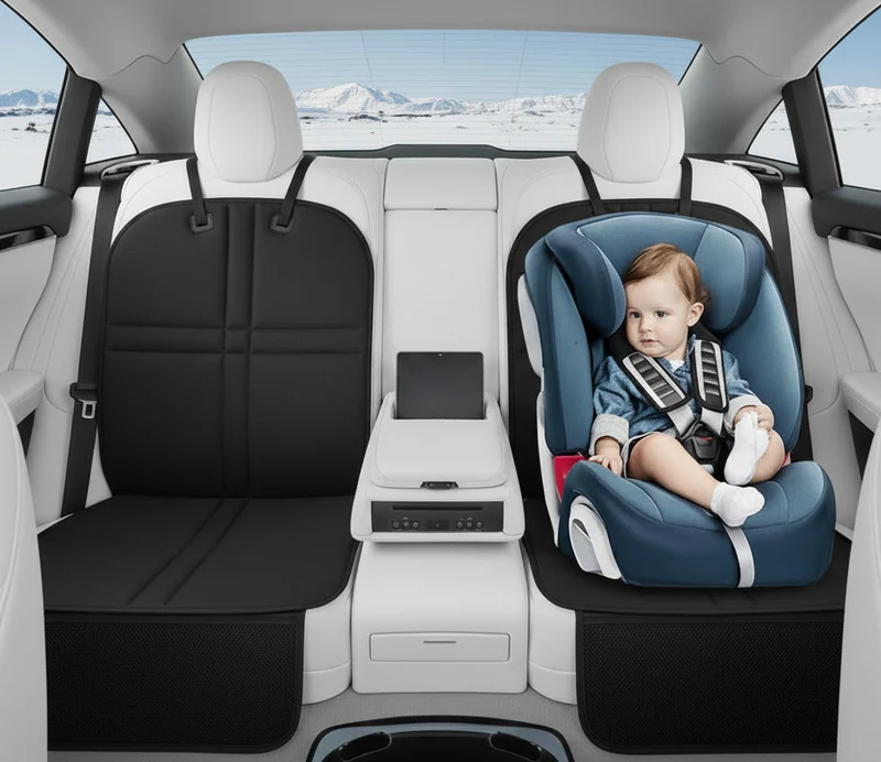 Funda de asiento para debajo del asiento del niño para proteger sus asientos de cuero PU contra daños
