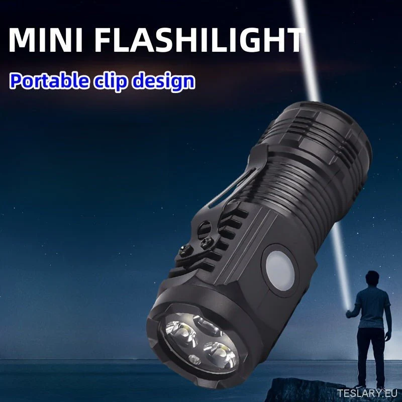 Mini linterna LED compacta y ultrabrillante con batería recargable por USB: 5 modos ajustables, portátil y duradera, ideal para viajes nocturnos, reparaciones de emergencia y aventuras al aire libre. Incluye batería recargable serie 18650.