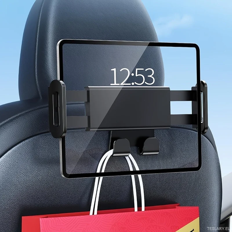 Gancho para reposacabezas con soporte para tableta y teléfono compatible con Tesla Model 3, Model 3+ Tierras Altas Model Y & Model Gancho para bolsa de almacenamiento de asiento trasero S/X / Soporte para teléfono / tableta