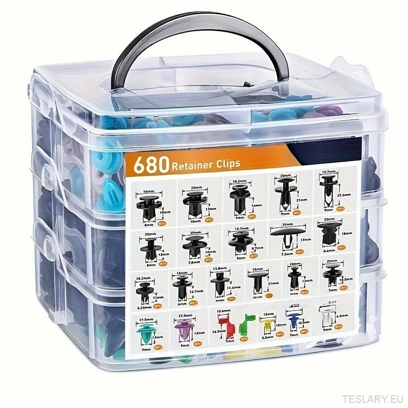 680 clips de retención para coche: sujetadores, clips de embellecedor a presión, remaches y kit de parachoques para una instalación segura en carrocería, parachoques y paneles de puertas. Fácil mantenimiento, protección de parachoques. Fijación segura. Plástico duradero.