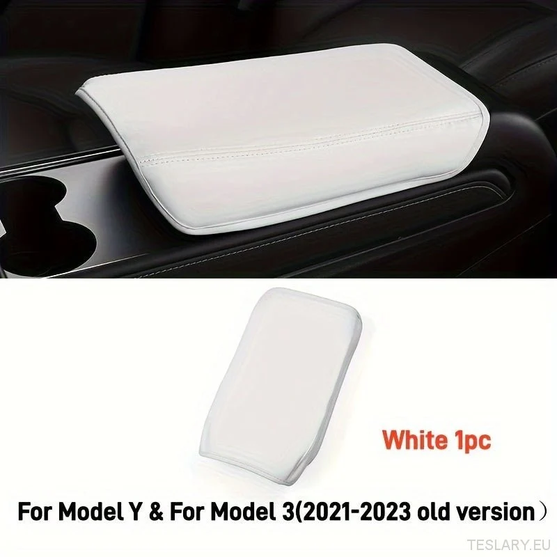 Almohadilla protectora de reposabrazos de cuero PU de primera calidad para Tesla Model 3/Y - Protección de la consola central, ajuste, mejora interior duradera y elegante