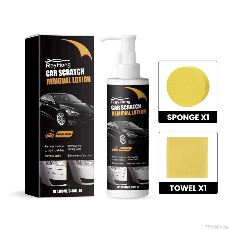 Loción para eliminar rayones y cuidado de pintura de autos. Kit para el cuidado de la pintura. Reparación y pulido para Tesla y otros vehículos eléctricos.