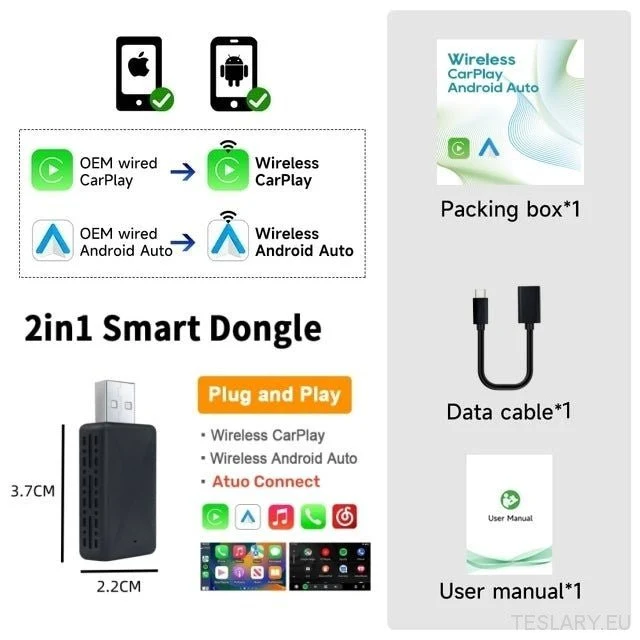 Adaptador universal inalámbrico para CarPlay y Android Auto