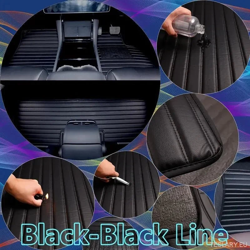 Tesla Model Alfombrillas para coche con volante a la derecha (años 2019-2025), diseño de rayas de PVC de tres capas, accesorios lujosos y duraderos para el interior del coche.