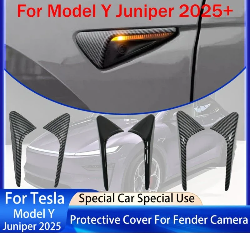 Cubiertas protectoras para cámara e intermitentes de Tesla Model Y+ Juniper 2025 / Model 3+ Highland 2024. Diseñado específicamente para estos modelSon resistentes a los arañazos, impermeables, elegantes y están disponibles en varios colores.