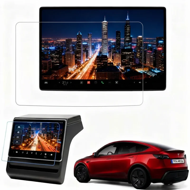 Model Y Juniper 2025 y Model Protector de pantalla táctil 3 2024, 1 frontal + 1 trasero, templado, accesorios para coche, protección del vehículo, cubierta de pantalla, pantalla de coche