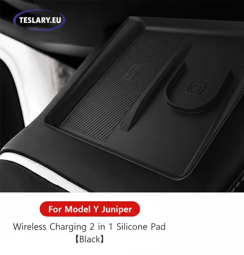 Base de carga inalámbrica 2 en 1 antideslizante para Tesla Model 3+ Tierras Altas y Model Y + Enebro