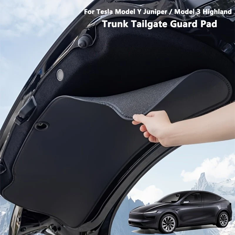 Tesla Model Almohadilla protectora para portón trasero de maletero Y Juniper: revestimiento de carga de cuero sintético duradero, protector y elegante, fácil de instalar