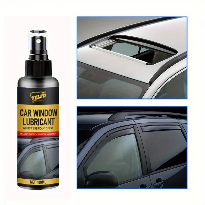 Lubricante en aerosol para ventanas de coche con esponja para una aplicación eficiente, reduce el ruido del techo corredizo y suaviza las ranuras de las ventanas. Ideal para engrasar y realizar mantenimiento.