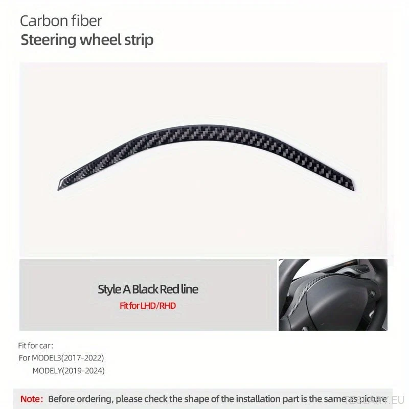 Tesla Model 3 y para Model Moldura de panel de volante de fibra de carbono Y: elegante accesorio de ajuste interior, accesorios de dirección |