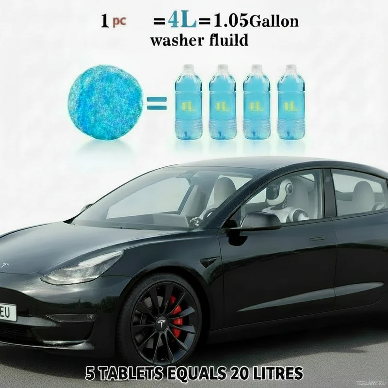 Concentrado limpiaparabrisas para coche (5 tabletas incluidas) - Limpiador multifuncional sin perfume, sin residuos ni vapores para superficies de vidrio, 1 tableta por cada 4 litros, solución de limpieza de parabrisas segura y eficaz, mantenimiento automotriz | Limpiador concentrado