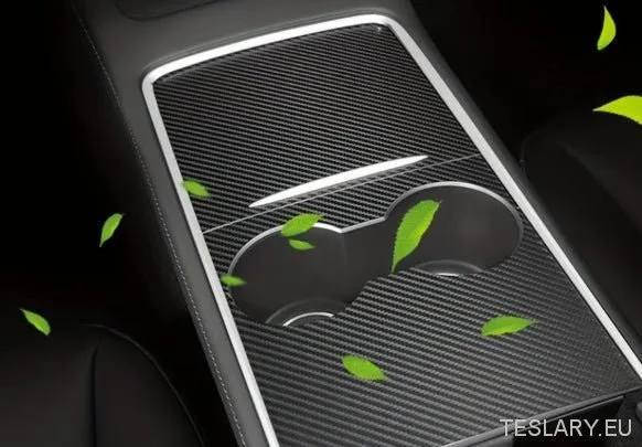 Cubiertas de TPU para consola central en blanco y negro con efecto carbono y veta de madera para Tesla Model 3 / A