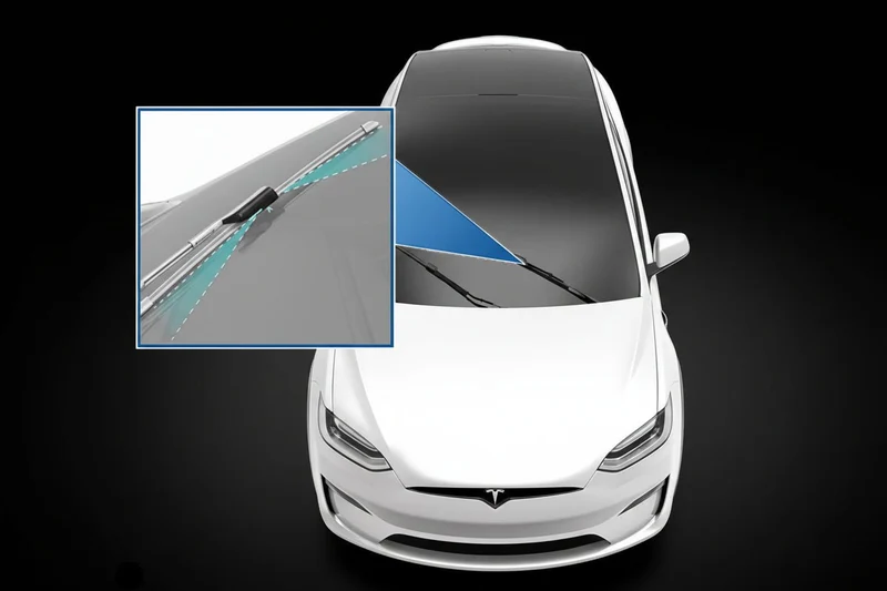 Escobillas limpiaparabrisas para Tesla Model X, (juego de 2 piezas) limpiaparabrisas con función de limpieza integrada - VOLANTE A LA DERECHA (PARA REINO UNIDO E IRLANDA)