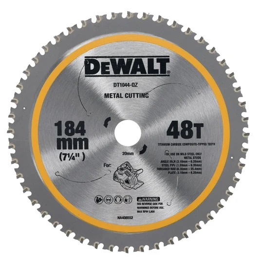 Disco para sierra DCS383 corte en metal 184mmx20mmx48D Dewalt DT1044-QZ