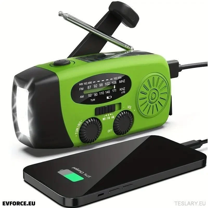 Radio-linterna de emergencia portátil con batería externa de 2000 mAh para cargar el teléfono