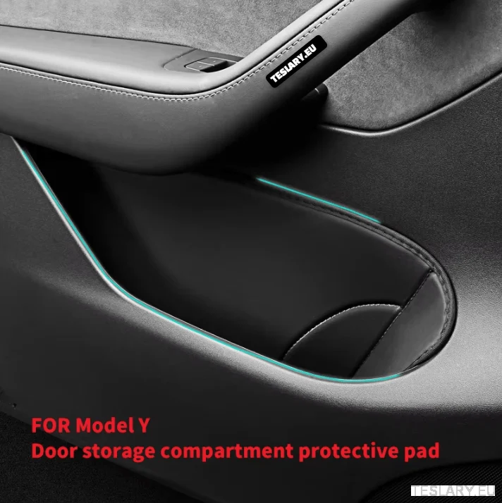 Tesla Model Insertos de almacenamiento para puerta en forma de Y, almohadilla protectora, almohadilla de ranura para puerta de cuero PU, bolsillo de almacenamiento