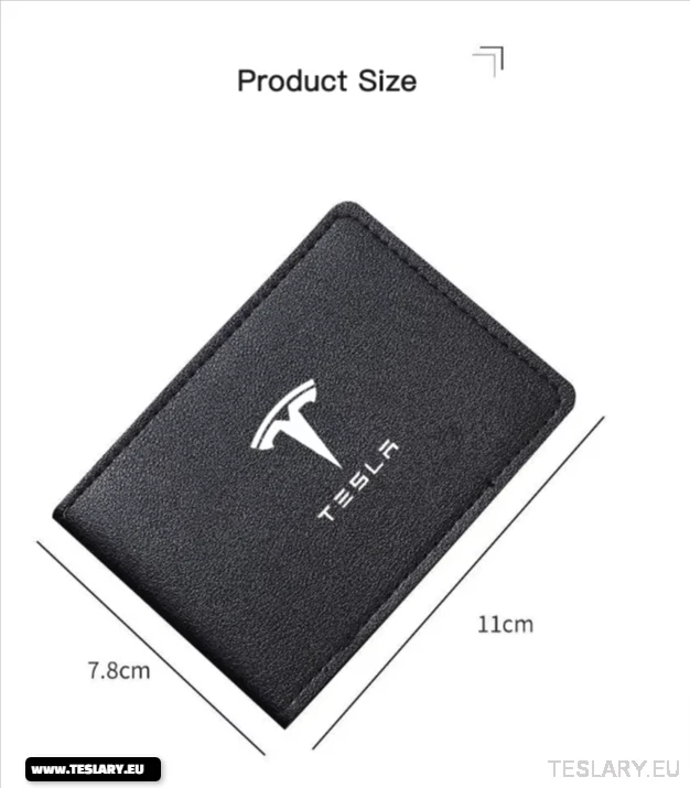 Portatarjetas/identificación/licencia de cuero ultrafino con el logotipo de Tesla en la parte posterior